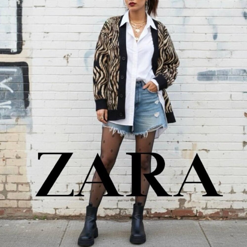 ZARA Oversize Animal Print Cardigan - Size Medium